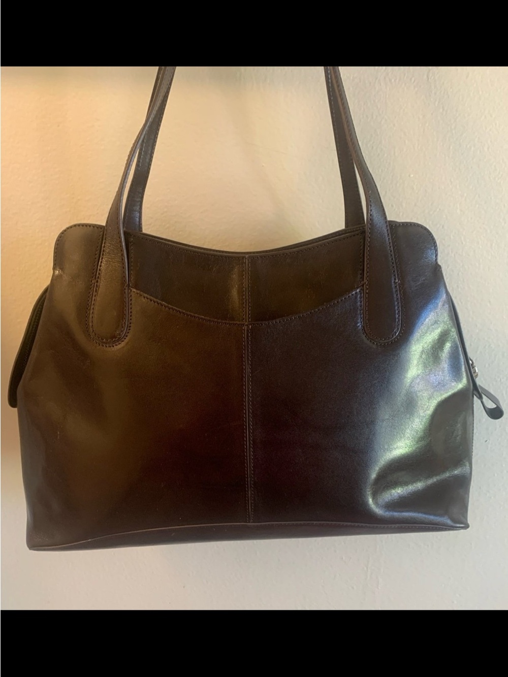 Monsac Dark Brown Leather Shoulder Bag